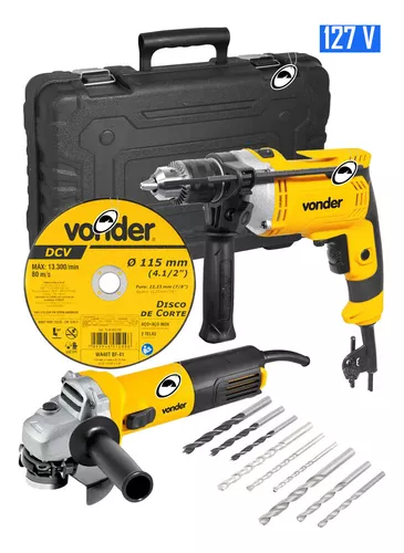 comprar Esmerilhadeira + Furadeira 710w + Jg De Brocas + disco- Vonder 110V
